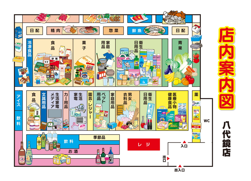 店内案内図　八代鏡店
