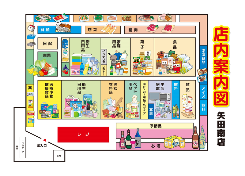 店内案内図　矢田南店